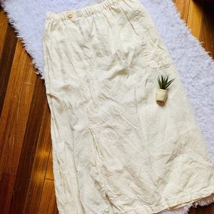Flax 100% Linen Lagenlook Cream Skirt
